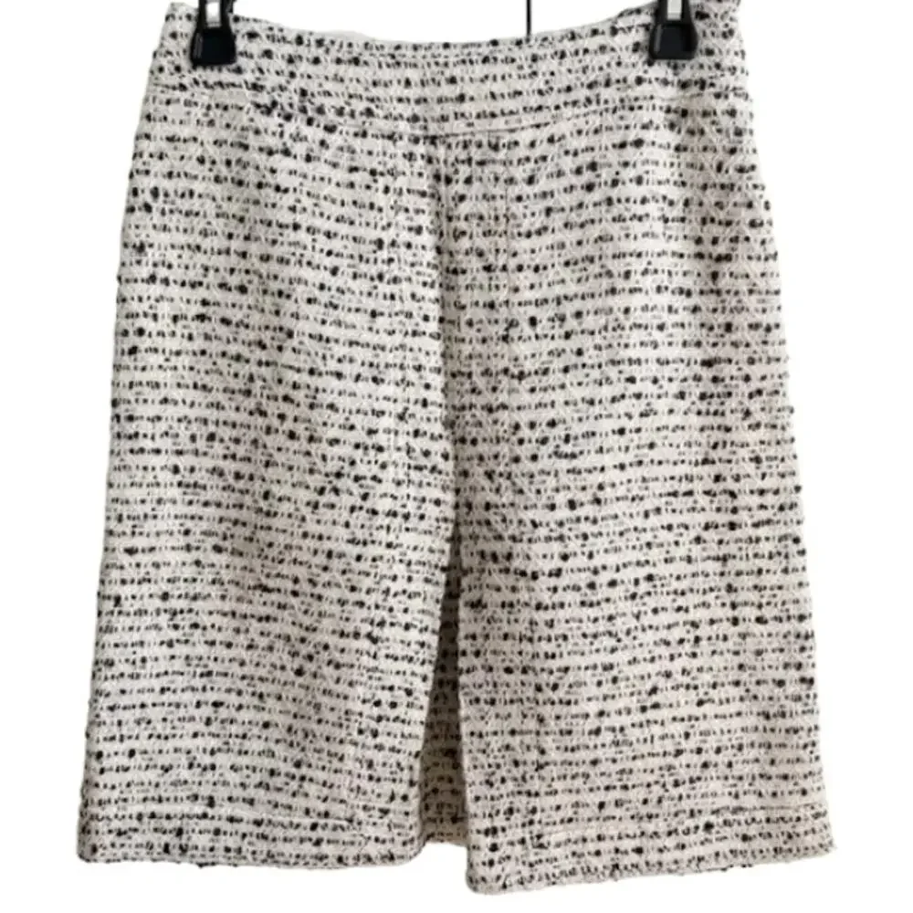 Tory Burch Wool Blend Tweed Skirt 8 Women's Black White Knit Fall‎ Winter Career